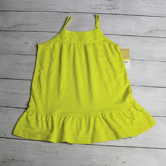 Carter's Baby Girl Summer Tunic Top Size 24 Months Lime Green Eyelet - Picture 4 of 7